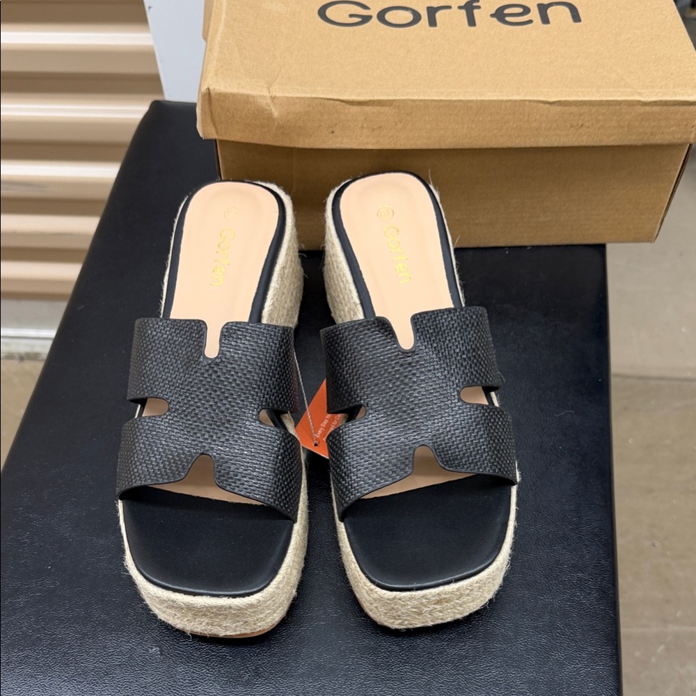 Black Platform Slide Sandals